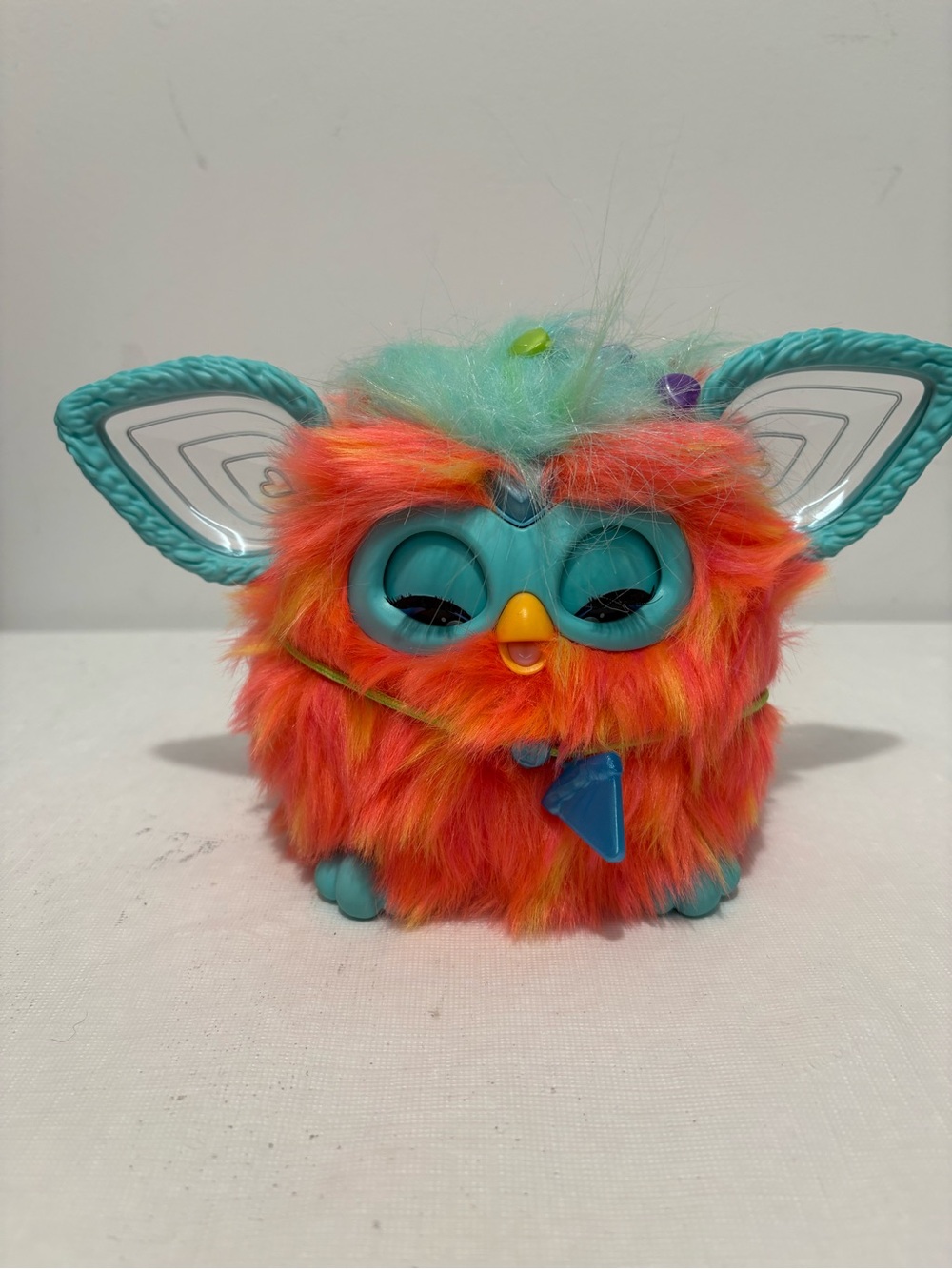 Plush Interactive Toy - Orange & Teal Furry Figure
